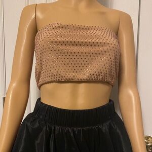 Cynthia Rowley Rhinestone Mesh Tube Top NEW Women’s Size M. MSRP $175 Camel Pink